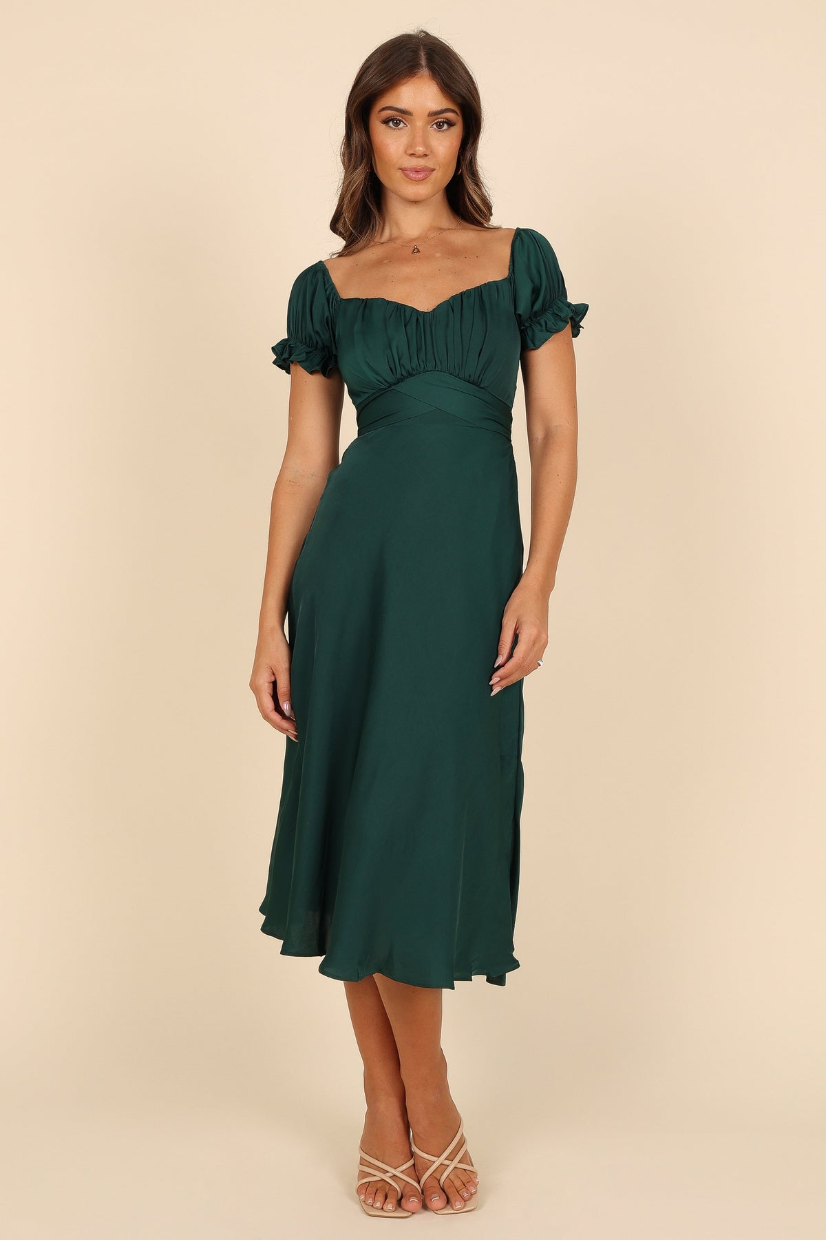 Mickenna Sweetheart Frill Midi Dress in Emerald – view 7 of 7