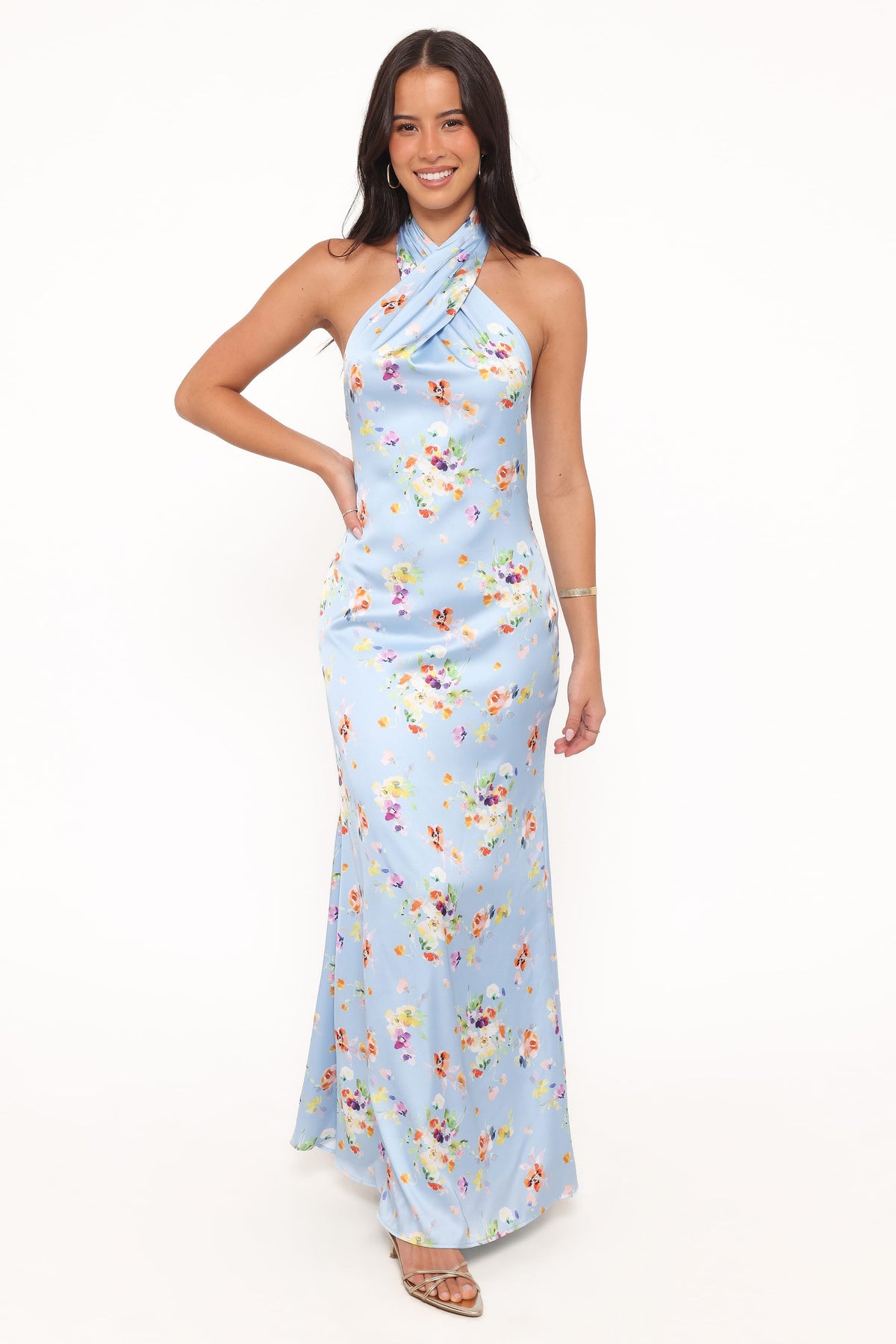 Mila Halterneck Maxi Dress in Cornflower Blue Floral – view 6 of 8