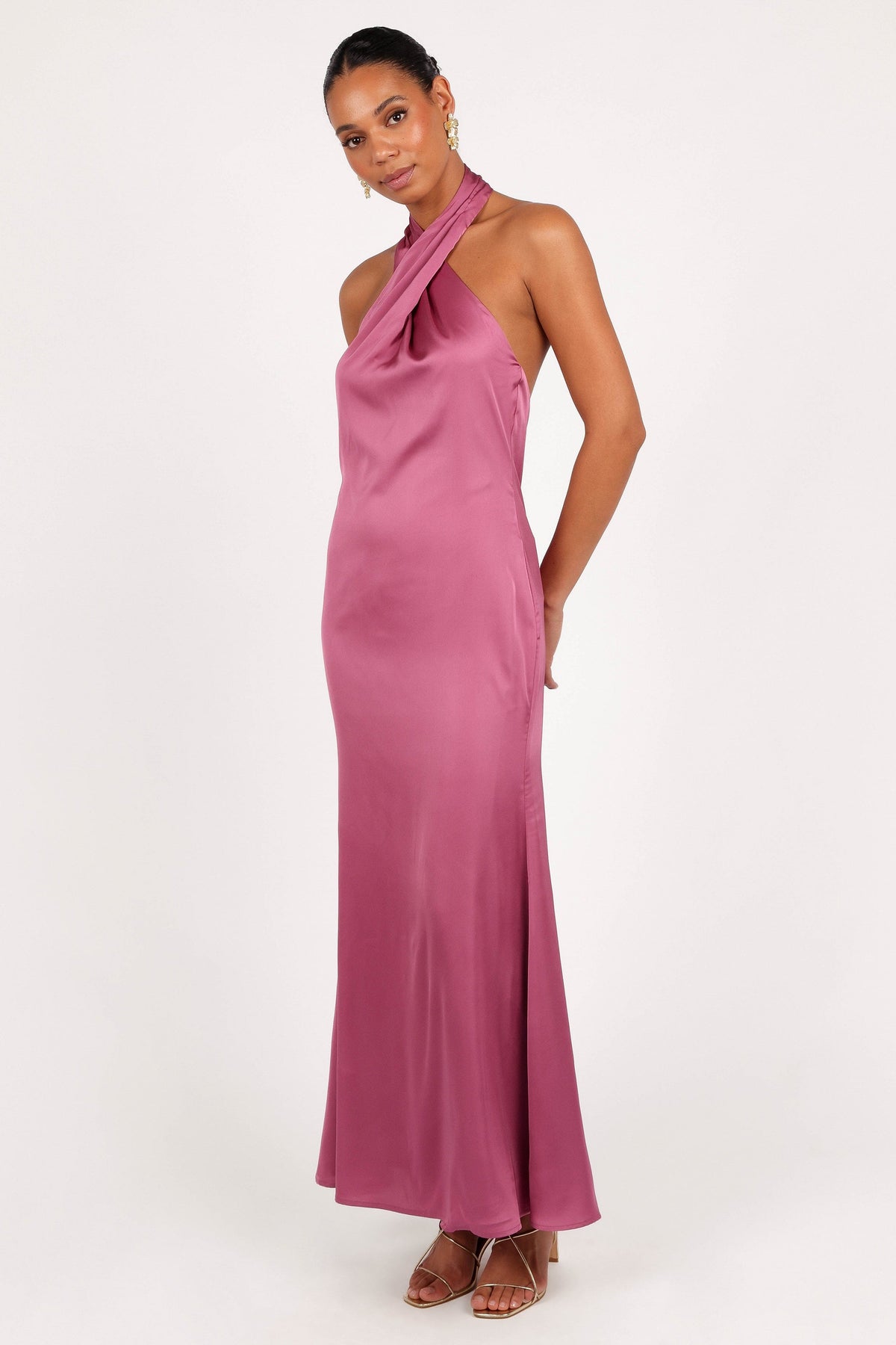Mila Halterneck Maxi Dress in Dark Rose – view 5 of 9