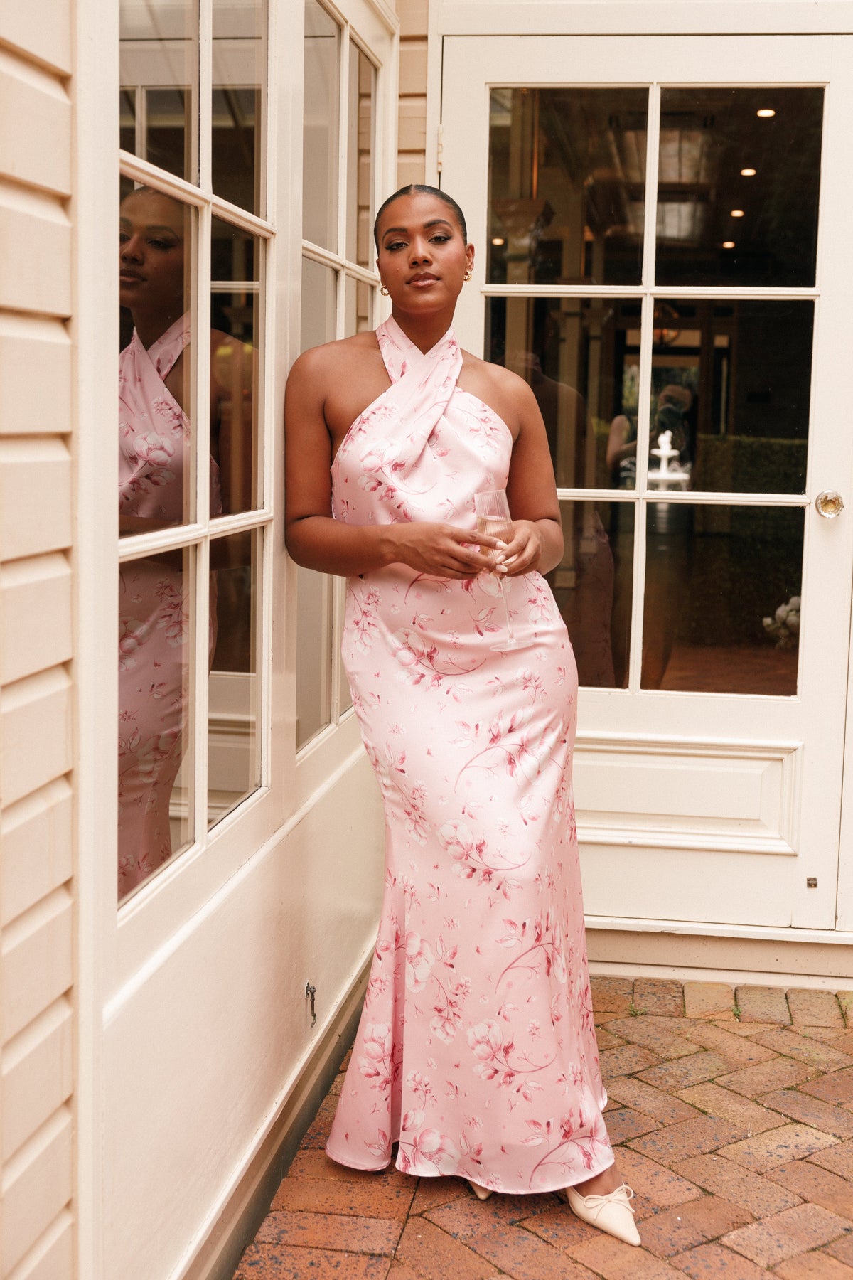 Mila Halterneck Maxi Dress in Pink Floral – view 2 of 9