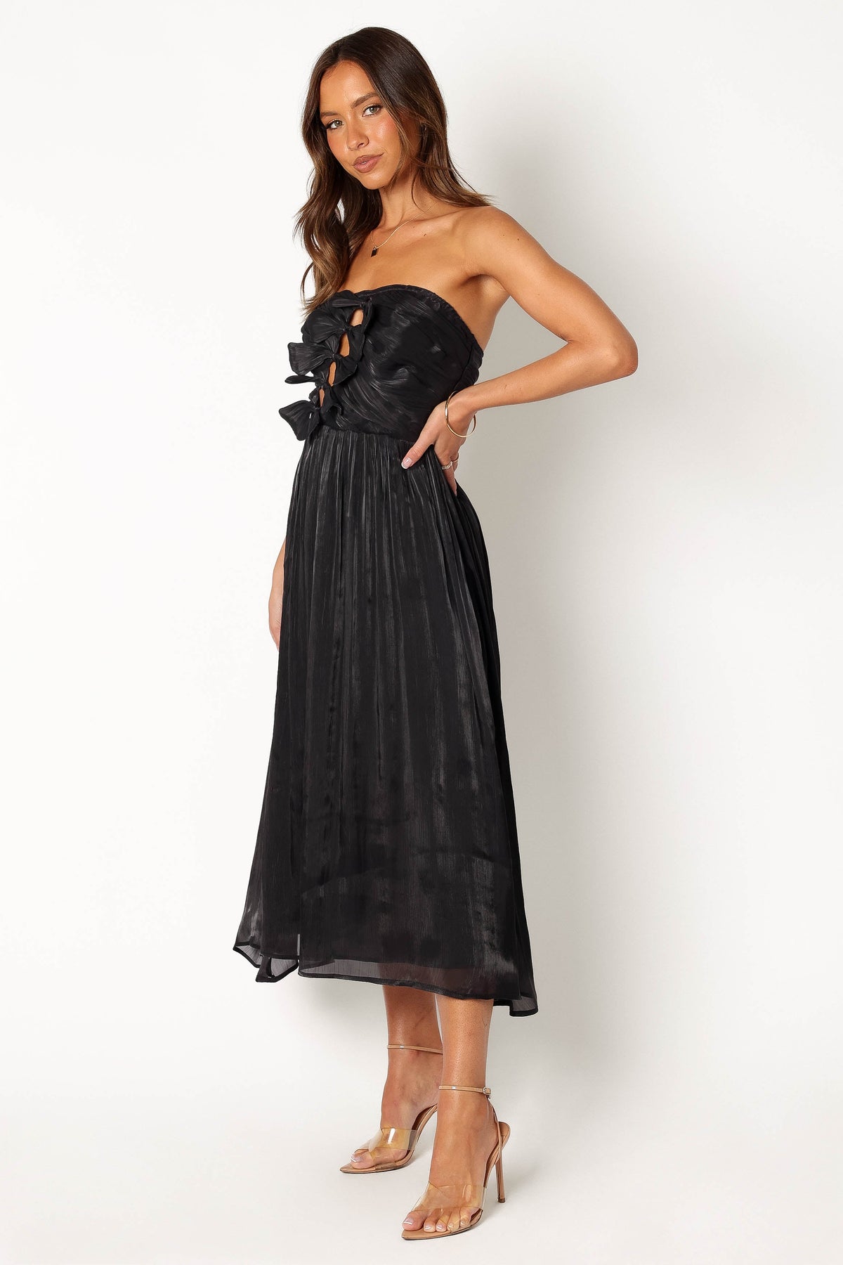 Mila Strapless Midi Dress in Black – view 2 of 9