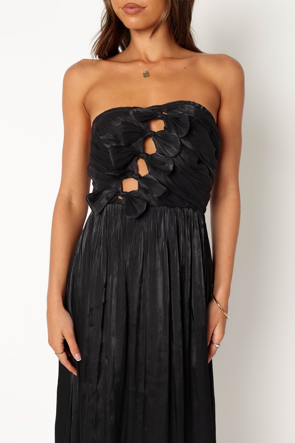 Mila Strapless Midi Dress in Black – view 7 of 9