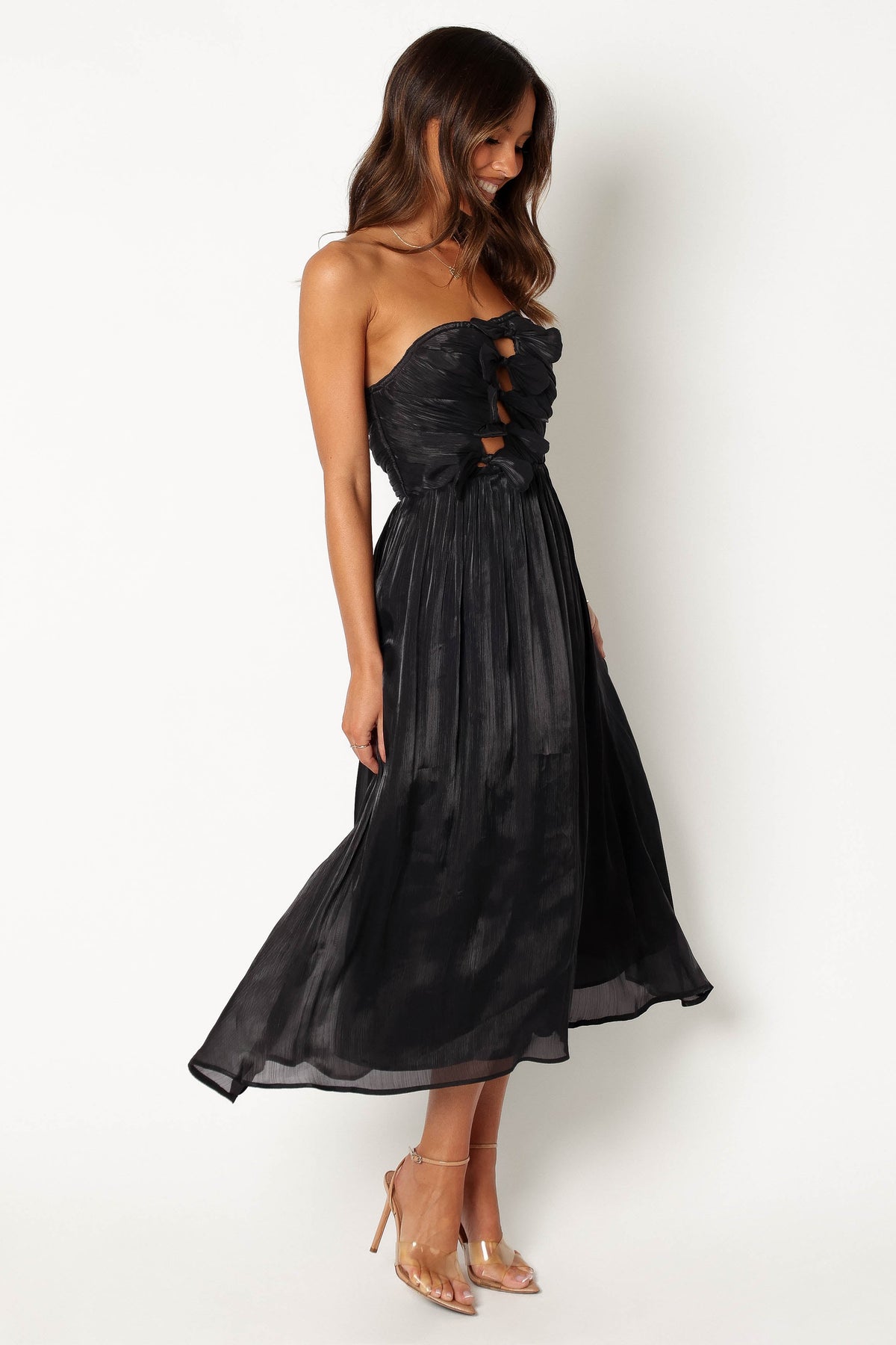 Mila Strapless Midi Dress in Black – view 8 of 9
