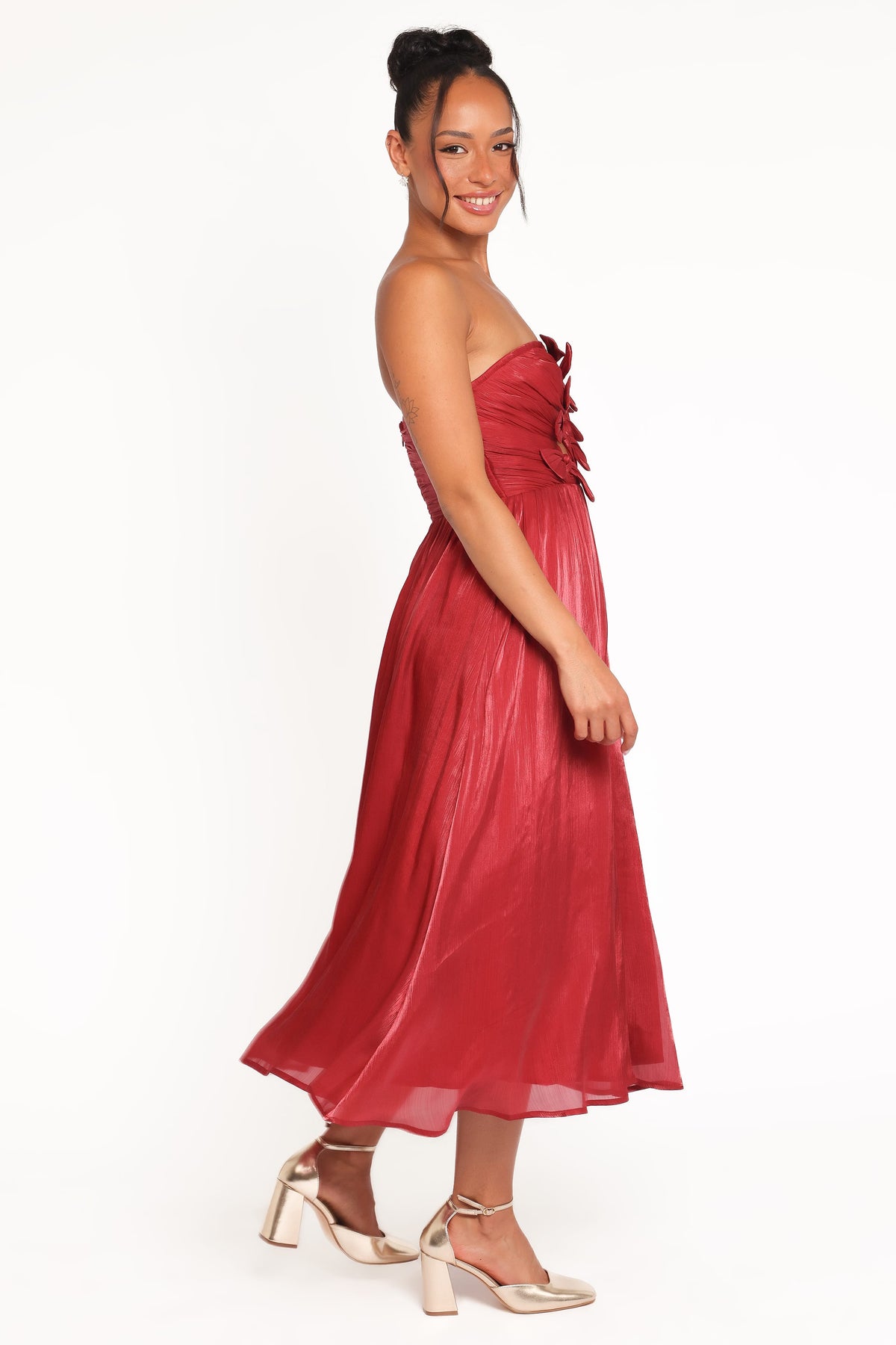 Mila Strapless Midi Dress in Red – view 5 of 8
