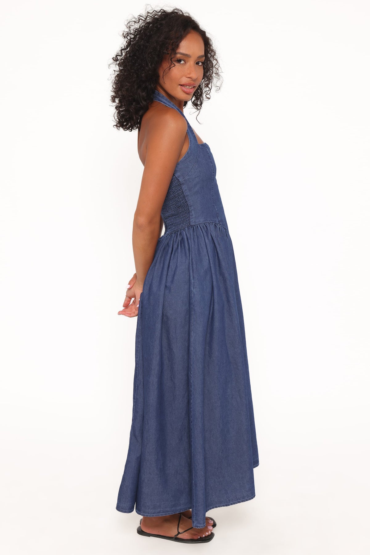 Milford Halterneck Midi Dress in Dark Denim – view 4 of 7