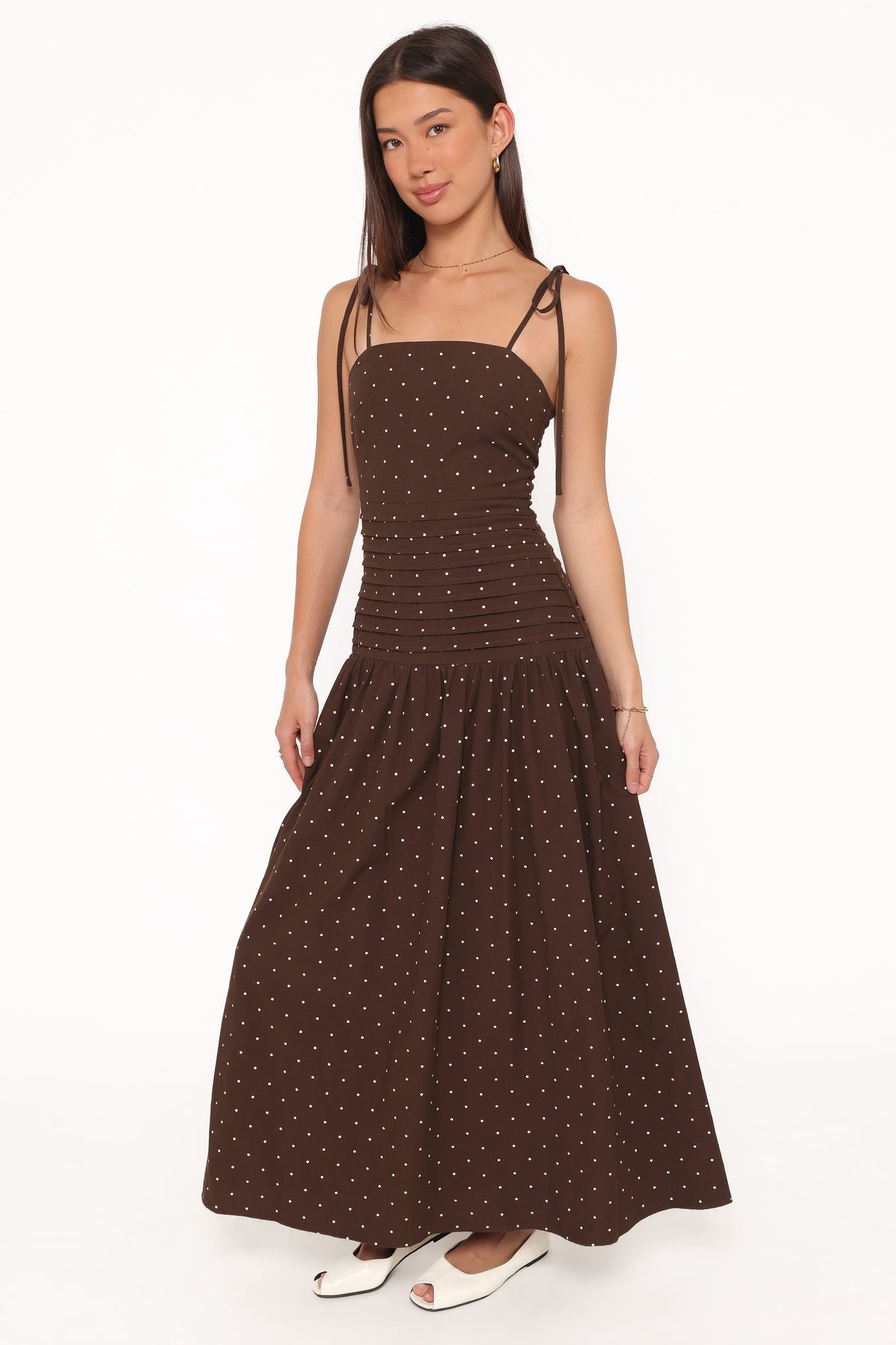 Mischa Maxi Dress in Brown Polka Dot – view 1 of 5
