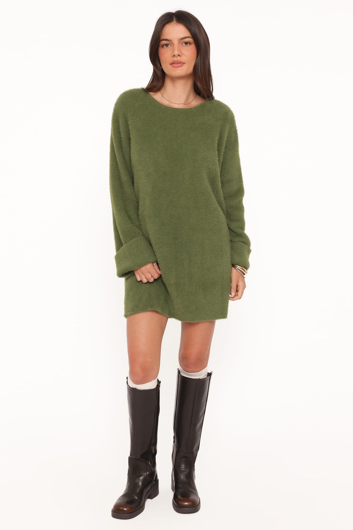 Mitchell Knit Mini Dress in Olive – view 5 of 6