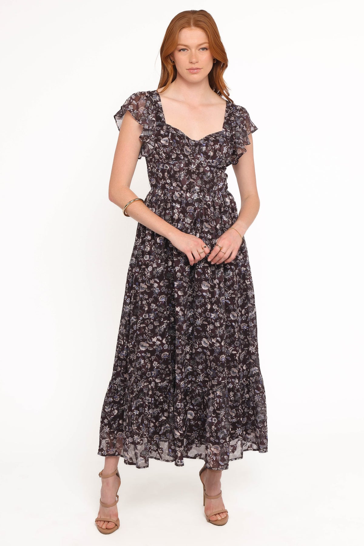 Myles Maxi Dress in Brown/Blue Floral – view 2 of 5
