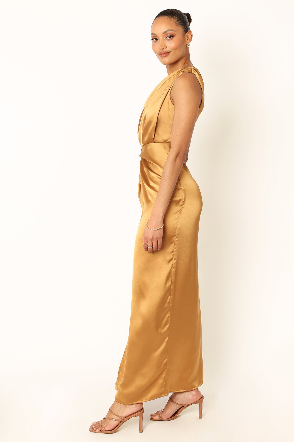 Nadia One Shoulder Maxi Dress in Bronze – view 9 of 10