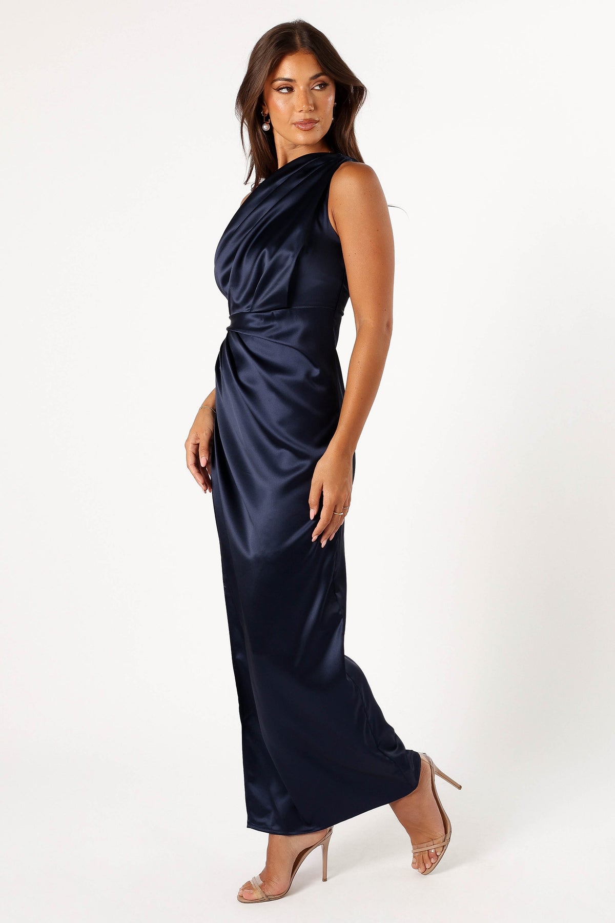 Nadia One Shoulder Maxi Dress in Navy – view 6 of 9