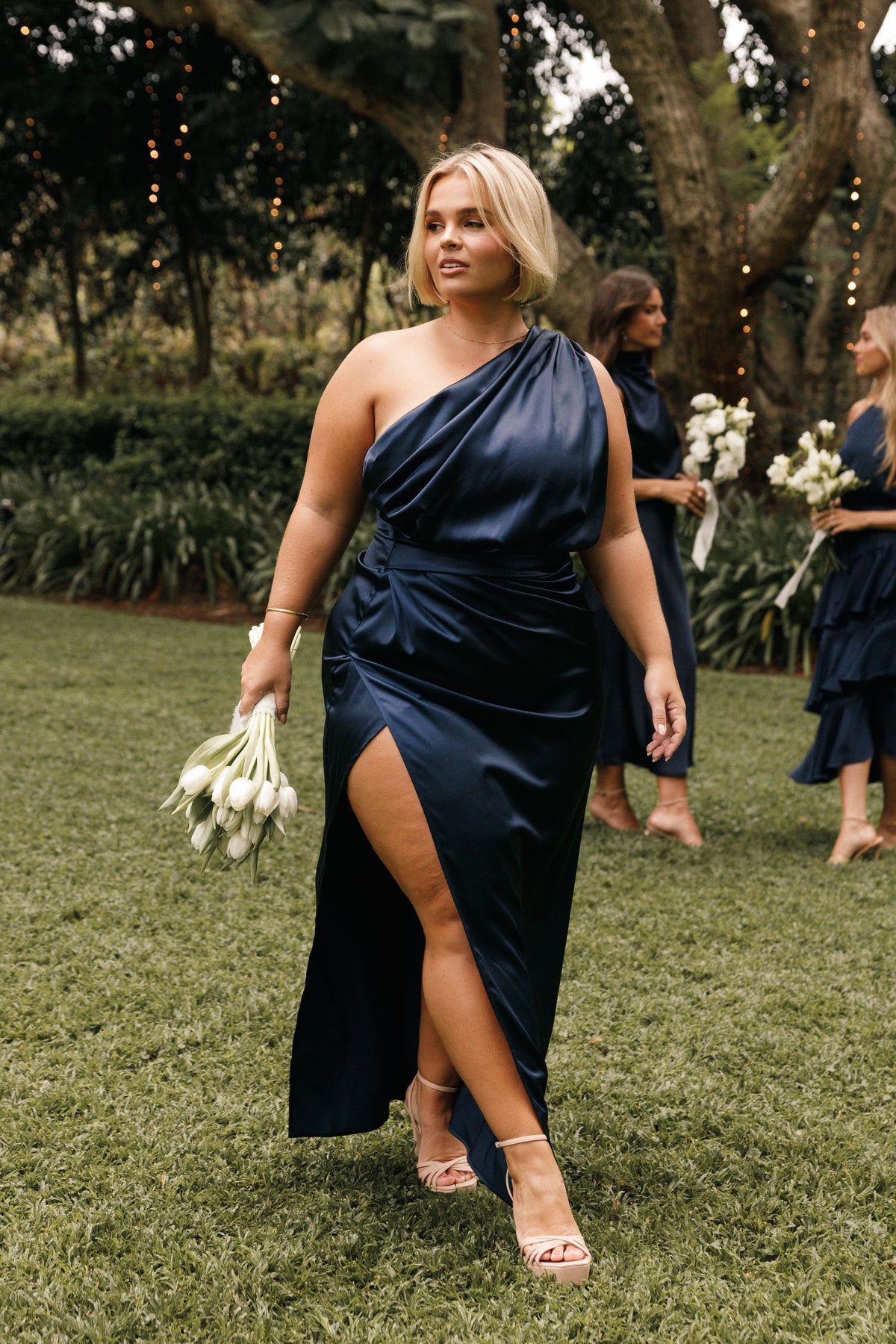 Nadia One Shoulder Maxi Dress in Navy – view 1 of 9