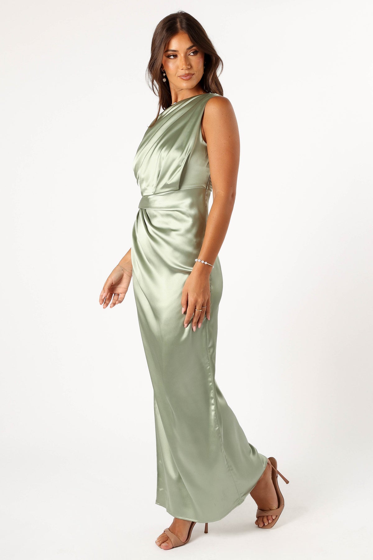 Nadia One Shoulder Maxi Dress in Sage – view 6 of 9