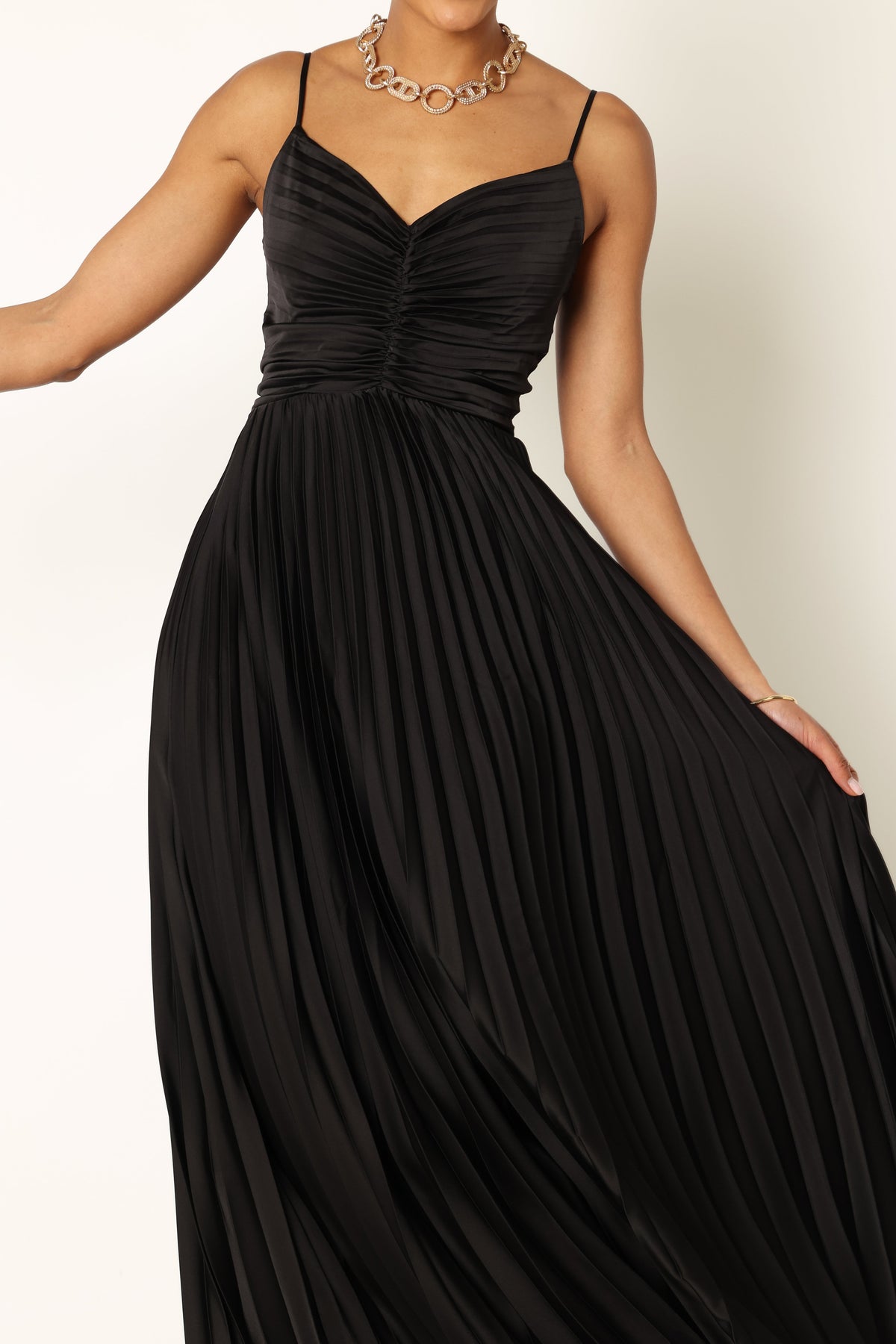 Naira Pleated Maxi Dress in Black – view 9 of 10