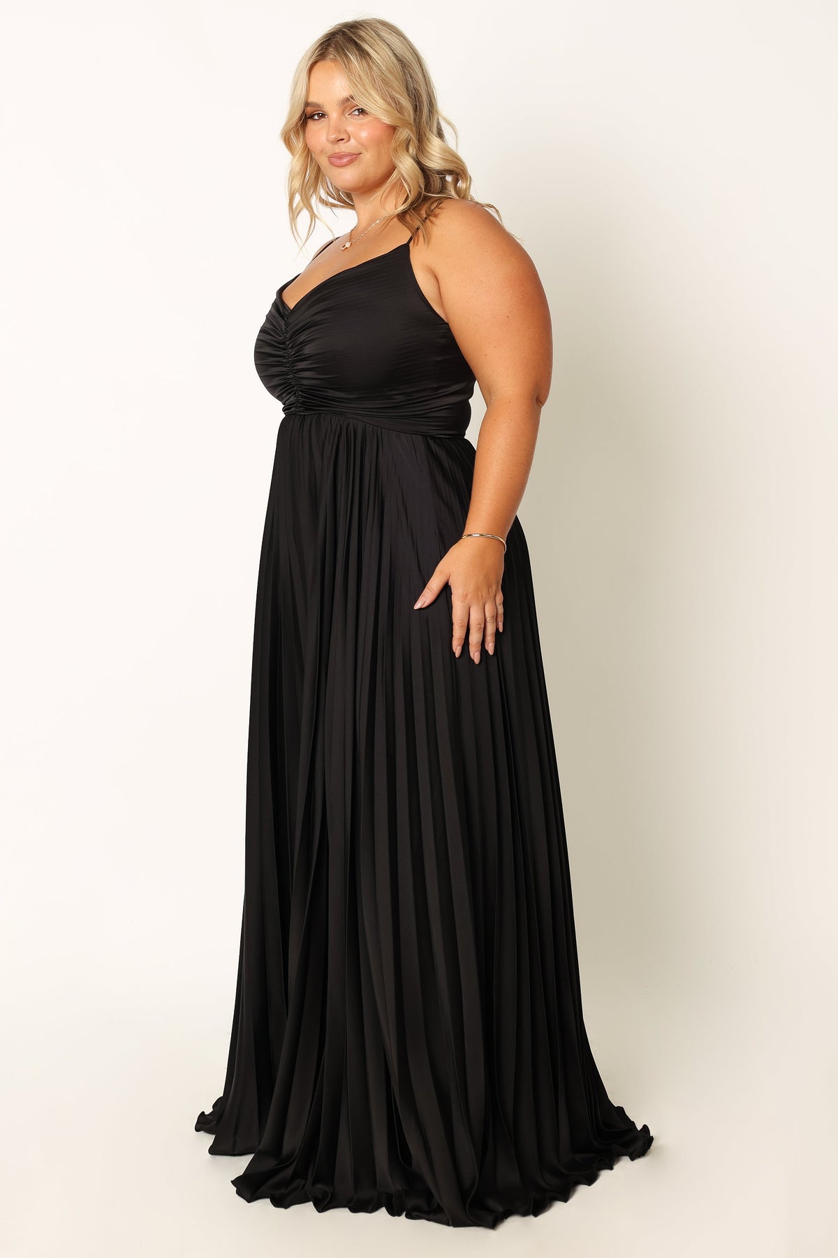 Naira Pleated Maxi Dress in Black – view 2 of 10