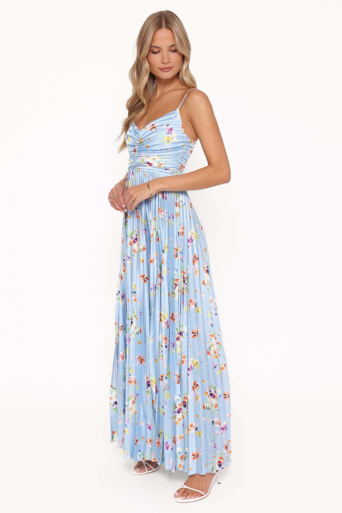 Naira Pleated Maxi Dress in Cornflower Blue Floral – view 4 of 8