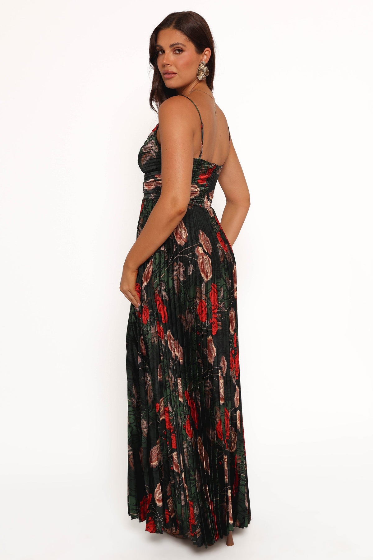 Naira Pleated Maxi Dress in Green Floral – view 4 of 7