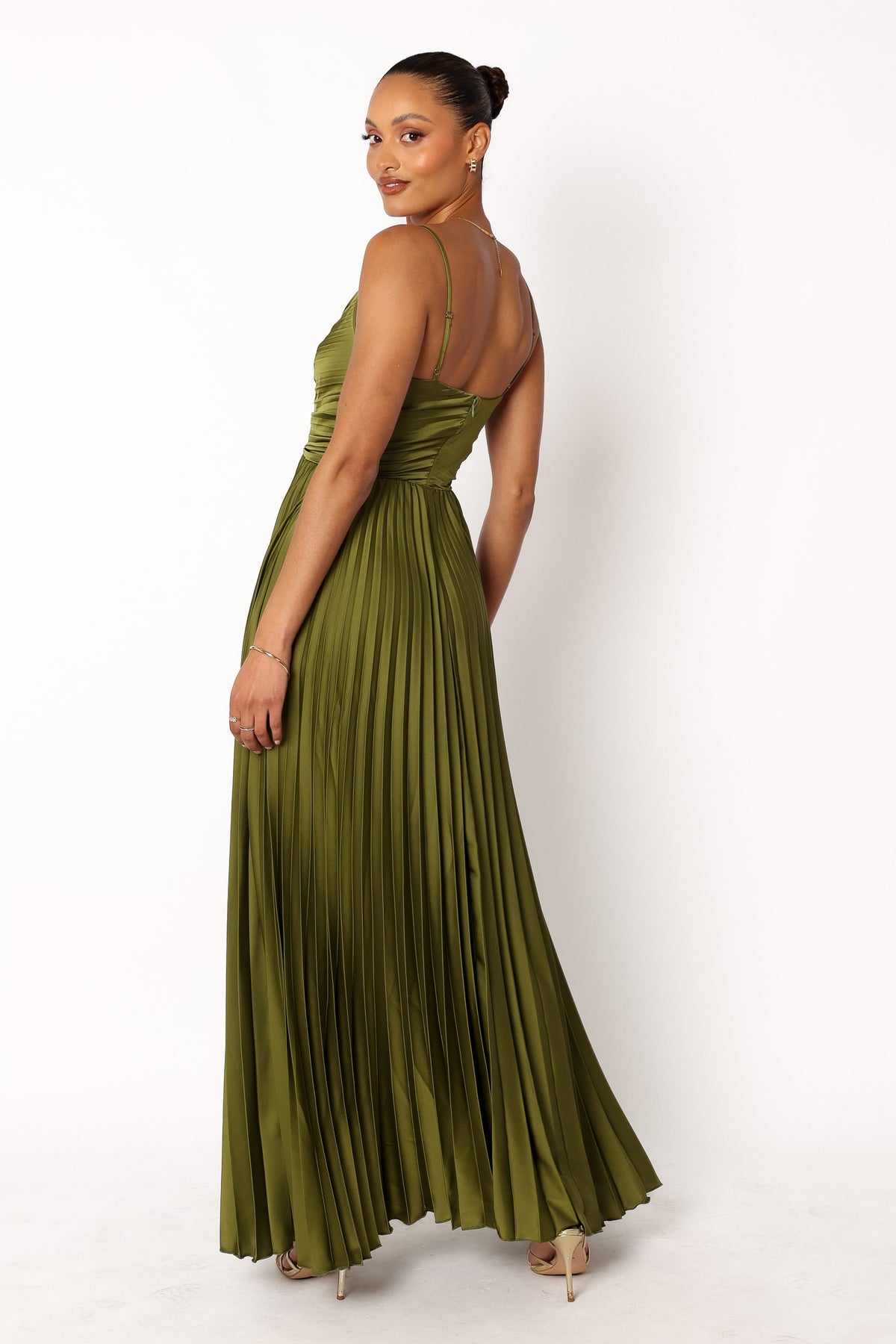 Naira Pleated Maxi Dress in Palm Green – view 5 of 11