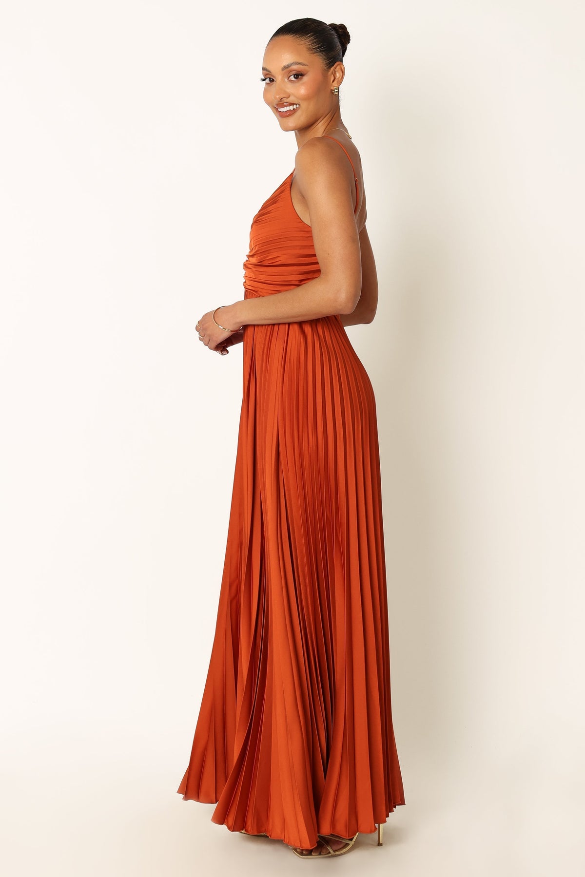 Naira Pleated Maxi Dress in Sunset Orange – view 5 of 11