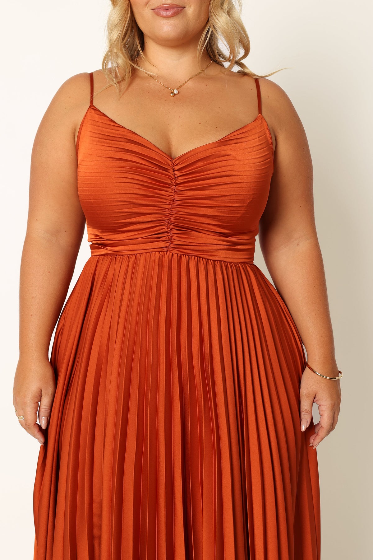Naira Pleated Maxi Dress in Sunset Orange – view 9 of 11
