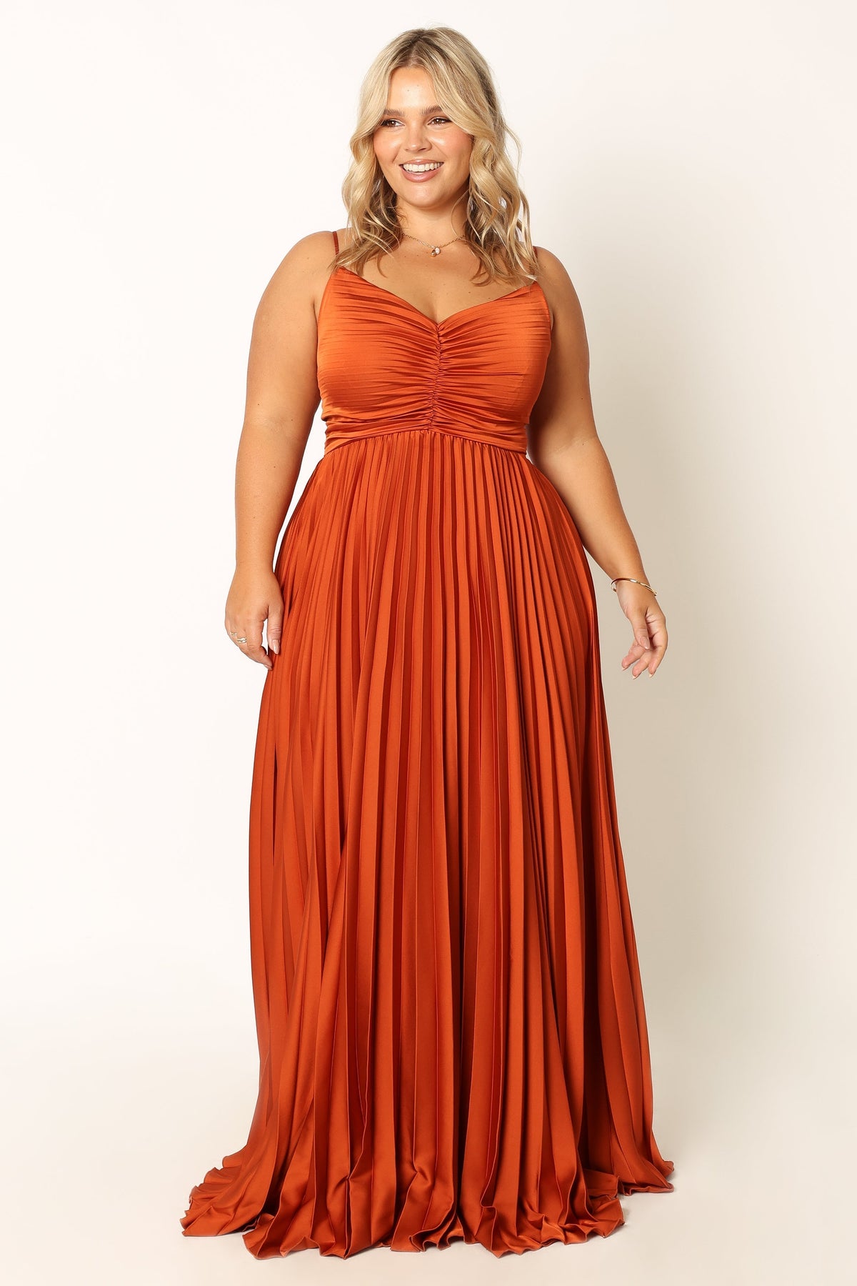 Naira Pleated Maxi Dress in Sunset Orange – view 10 of 11