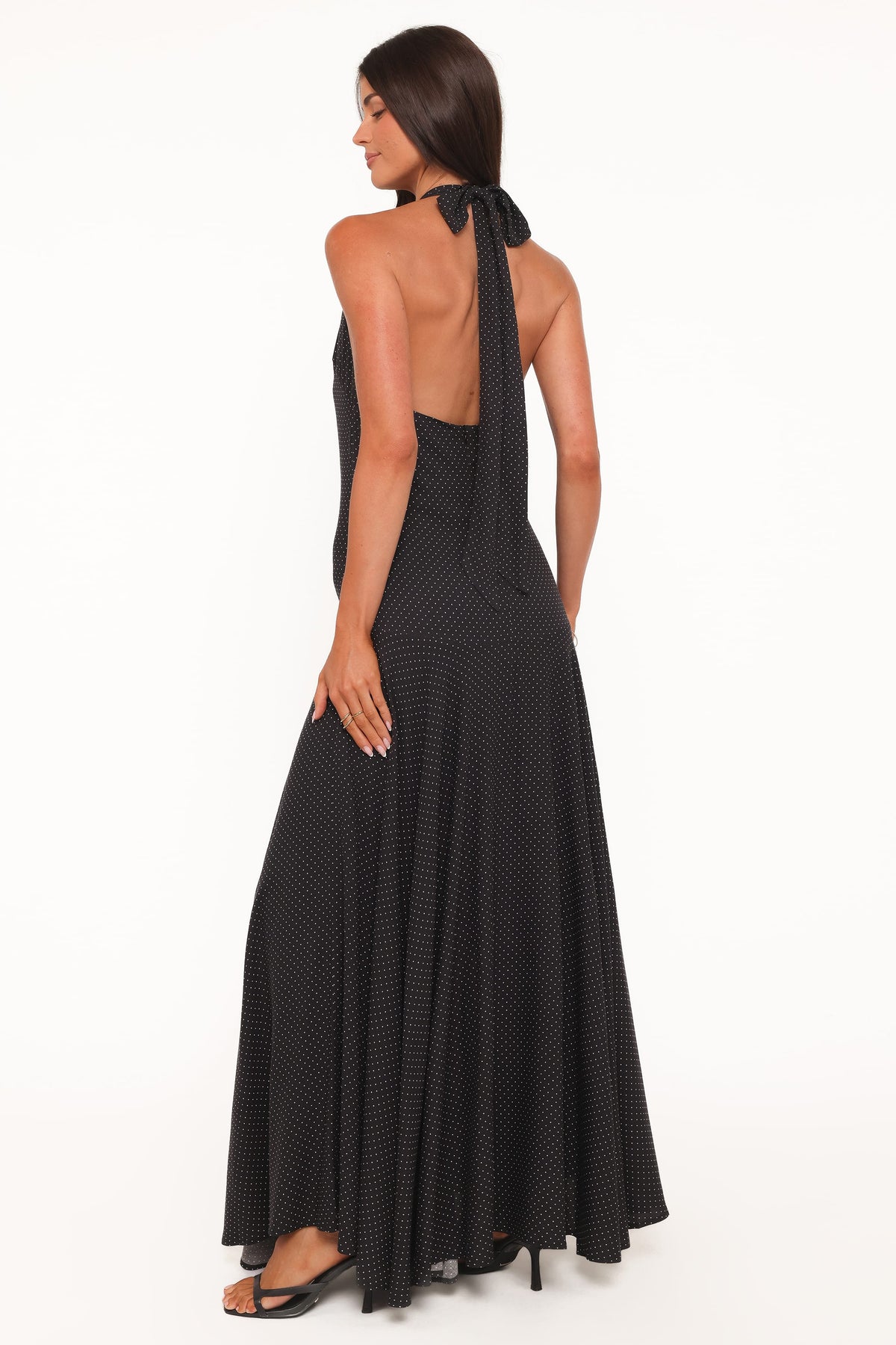 Natalie Halterneck Maxi Dress in Black Polka Dot – view 4 of 5