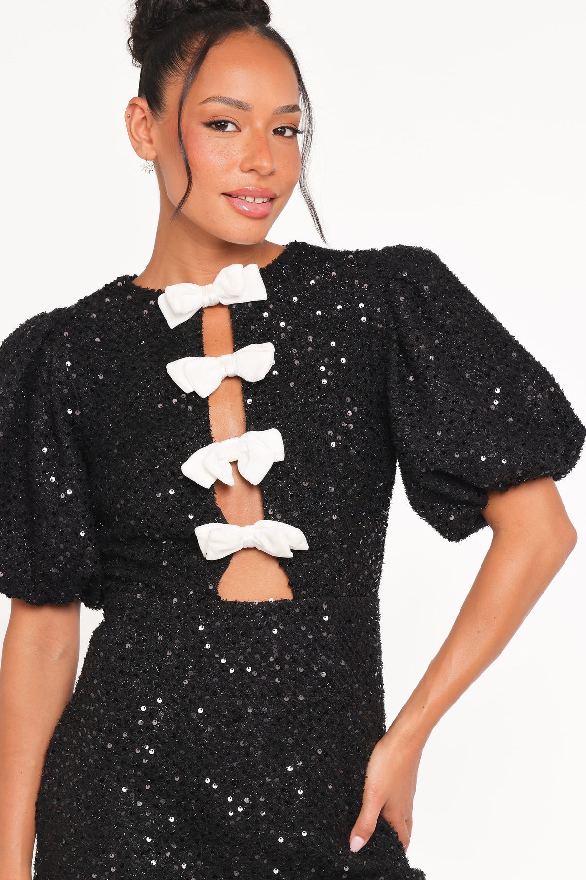 Natasha Boucle Mini Dress in Black – view 3 of 7