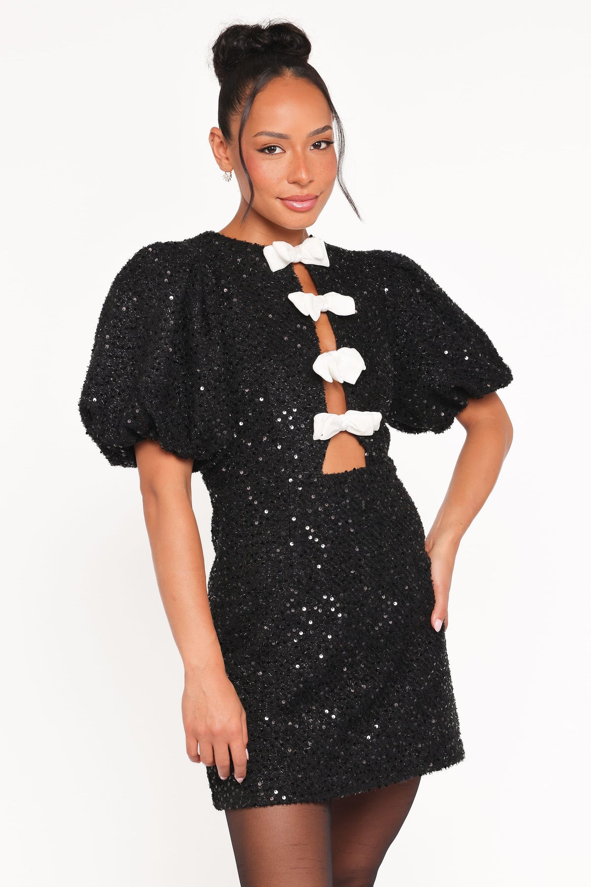 Natasha Boucle Mini Dress in Black – view 2 of 7