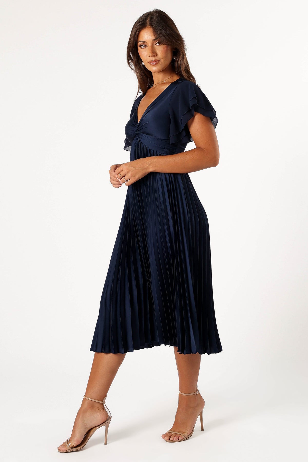 Nova Flutter Sleeve Midi Dress in Navy – view 4 of 8