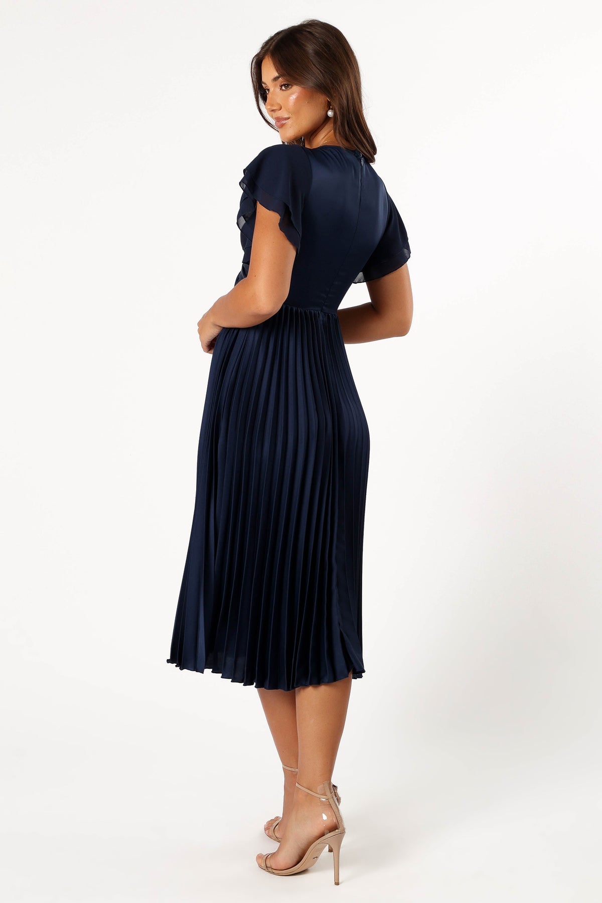 Nova Flutter Sleeve Midi Dress in Navy – view 5 of 8