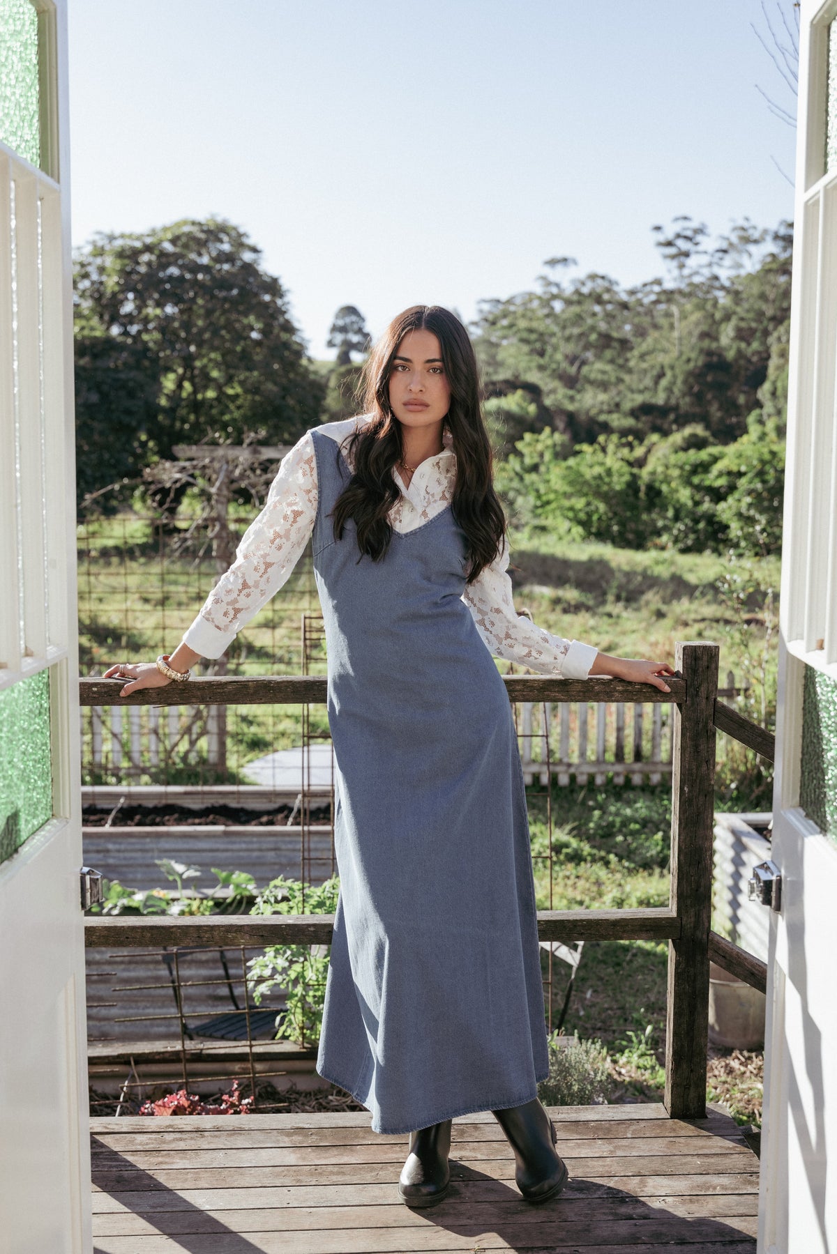 Odelia Denim Maxi Dress in Indigo – view 1 of 6