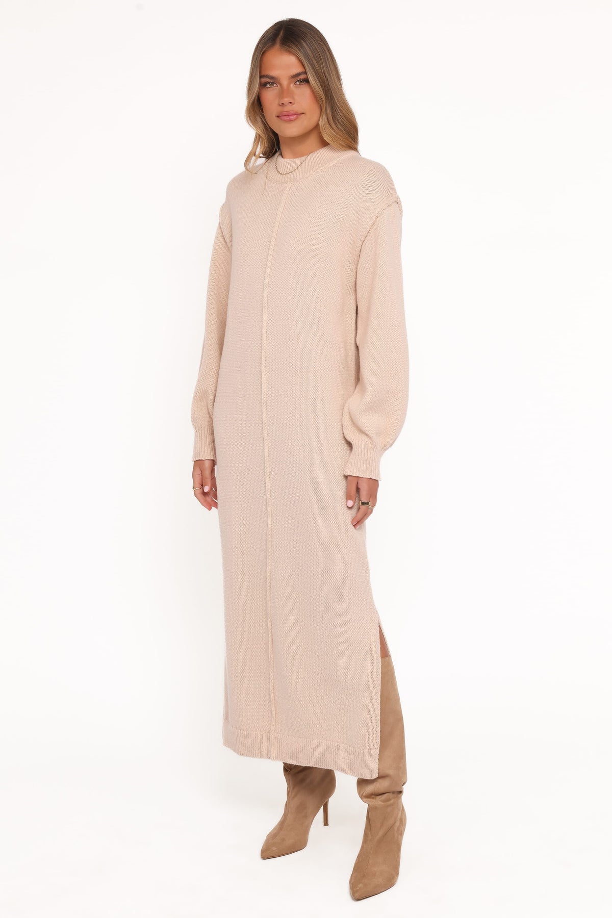 Odile Knit Midi Dress in Tan – view 4 of 8