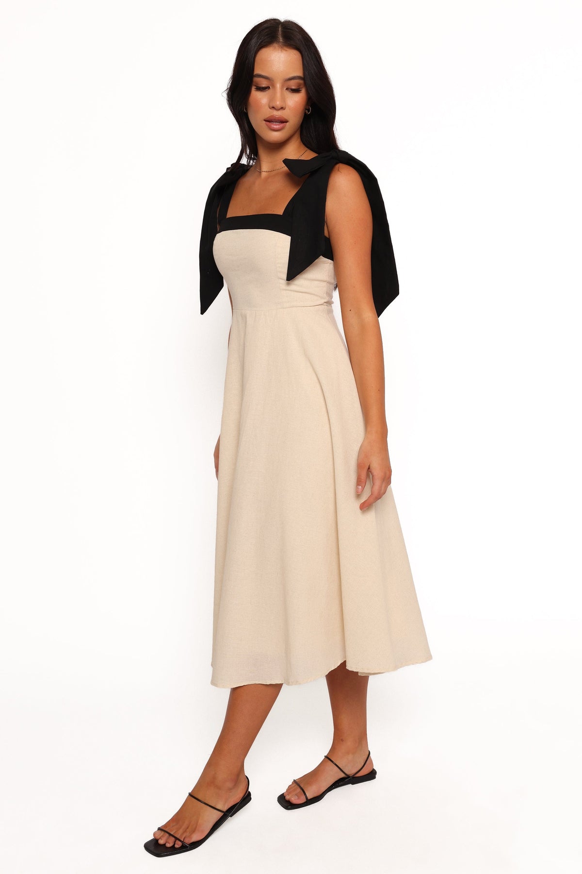 Olinda Midi Dress in Oatmeal Black – view 3 of 8
