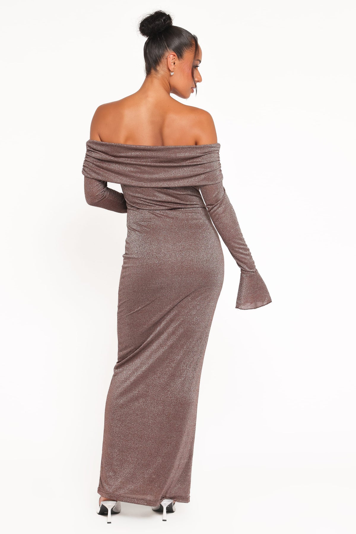Oraton Off Shoulder Maxi Dress in Brown – view 5 of 7