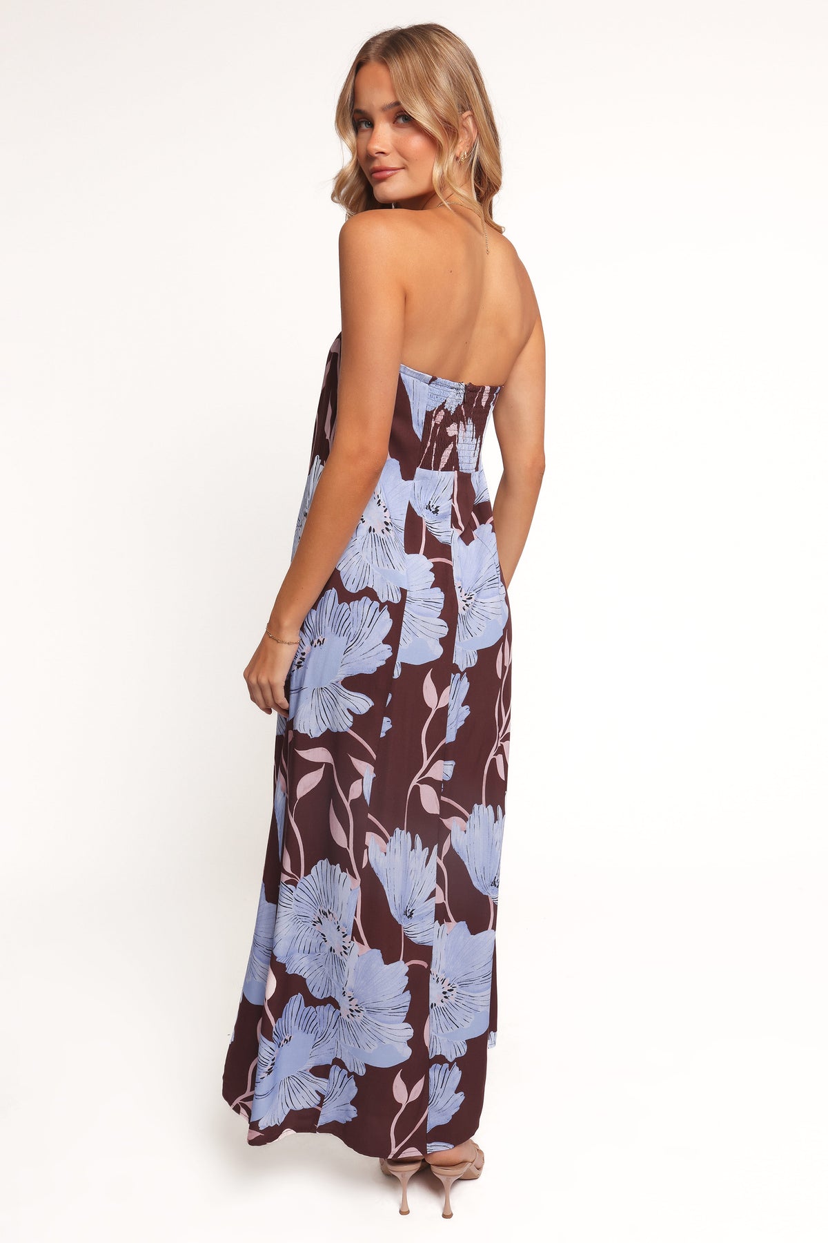 Ottavia Strapless Maxi Dress in Blue Poppies – view 5 of 9