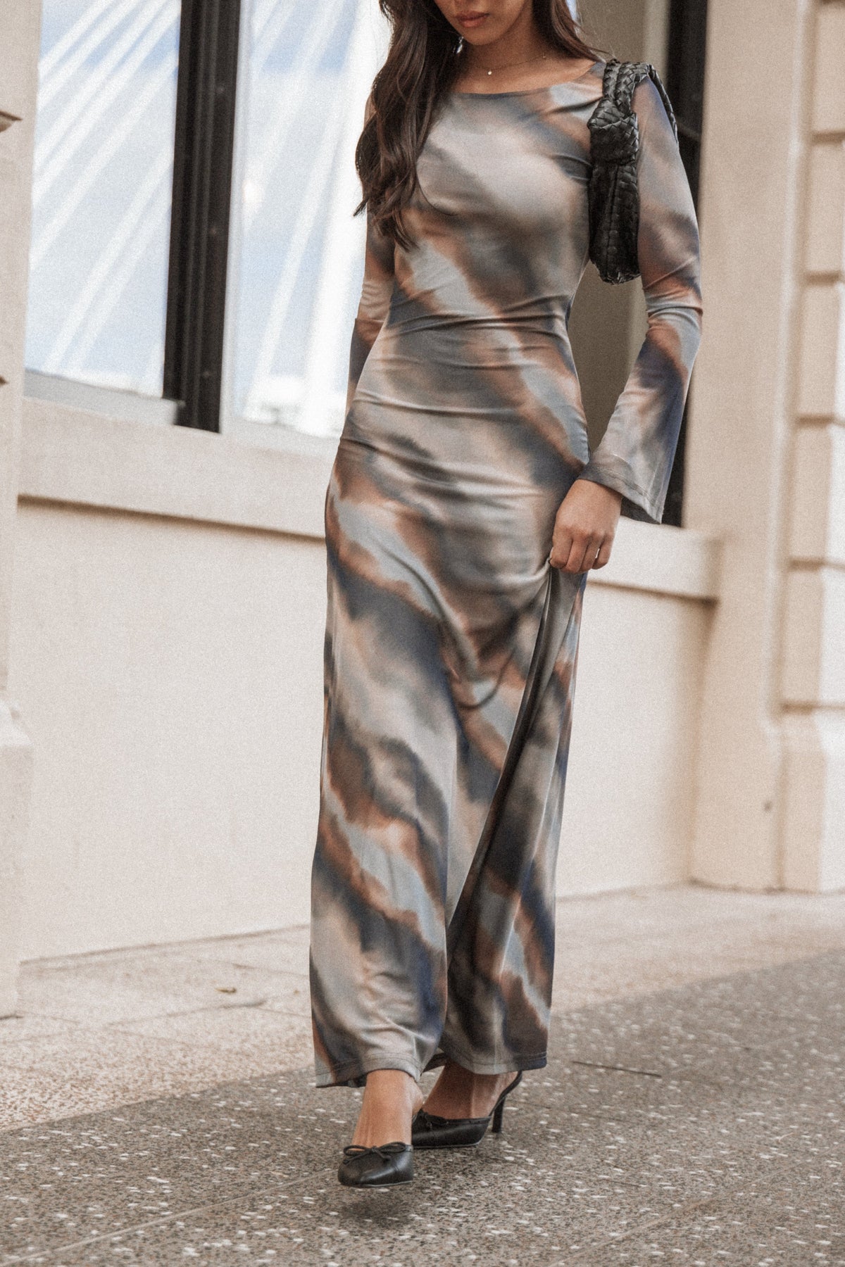 Pandora Long Sleeve Maxi Dress in Ombre Stripe – view 2 of 8