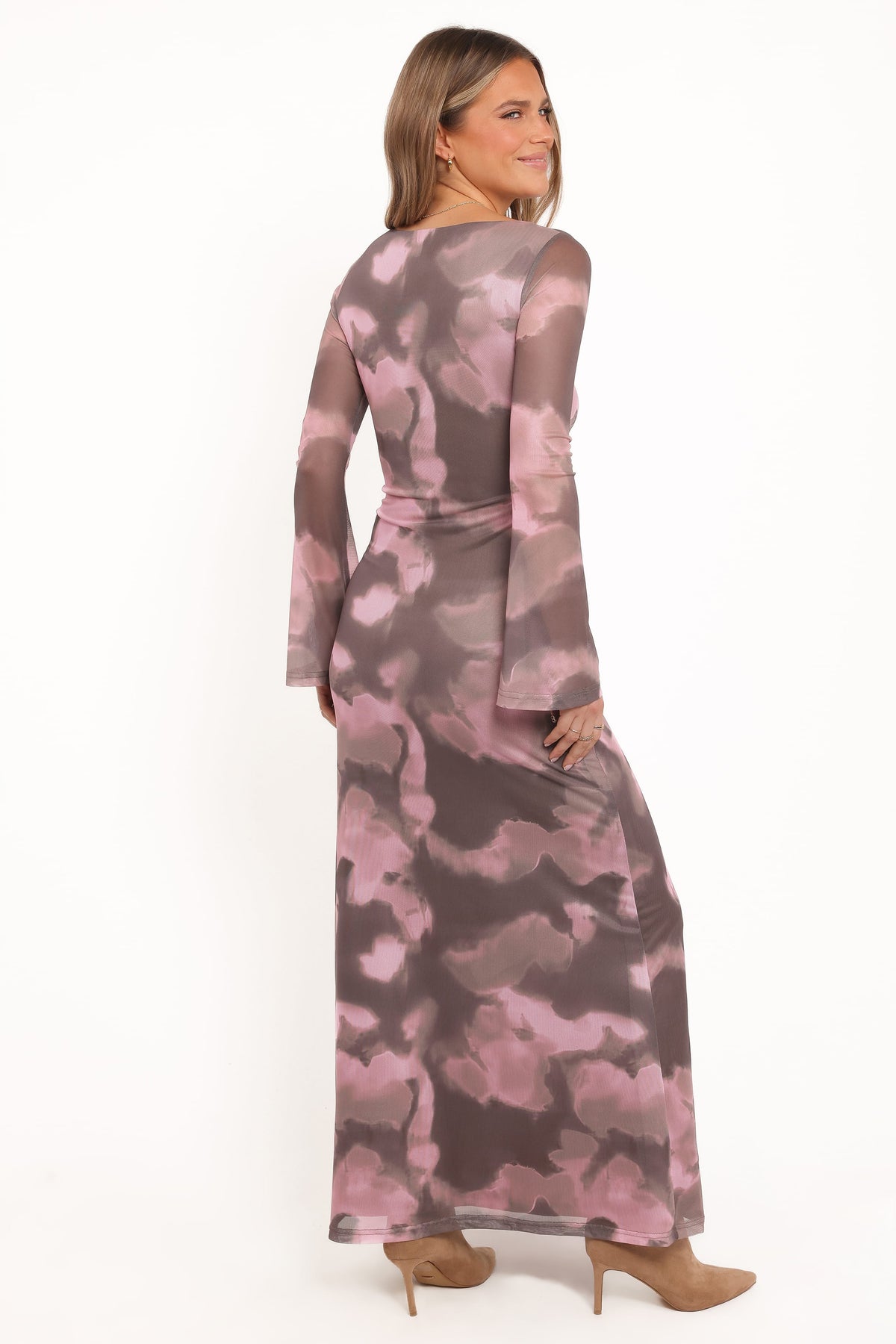 Pandora Long Sleeve Maxi Dress in Pink/Brown Print – view 5 of 7