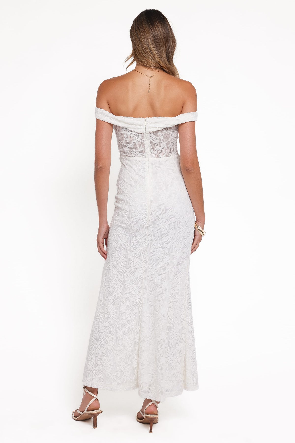 Pascha Off Shoulder Lace Maxi Dress in White – view 5 of 7