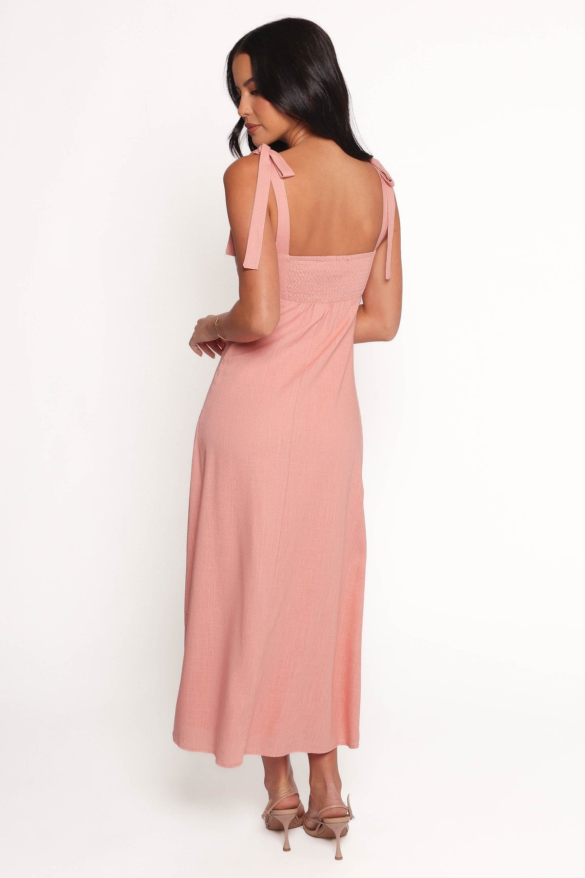 Patterson Tie Shoulder Midi Dress in Blush – view 5 of 7