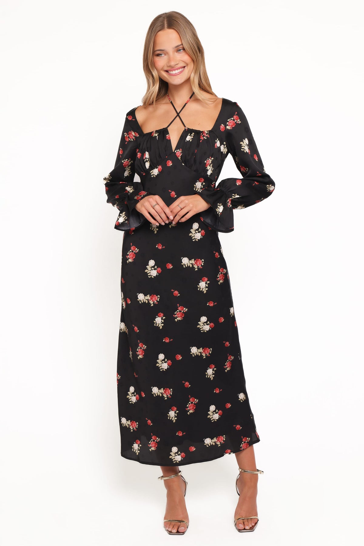 Pauline Long Sleeve Maxi Dress in Black Floral – view 1 of 6
