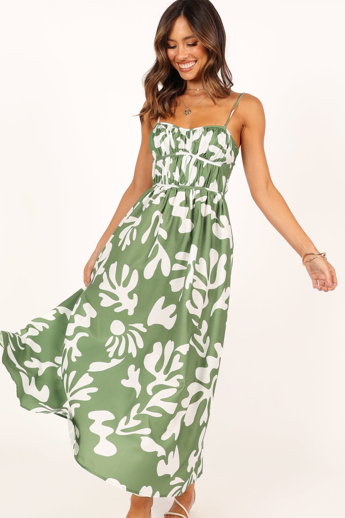 Payton Midi Dress in Khaki – view 3 of 8