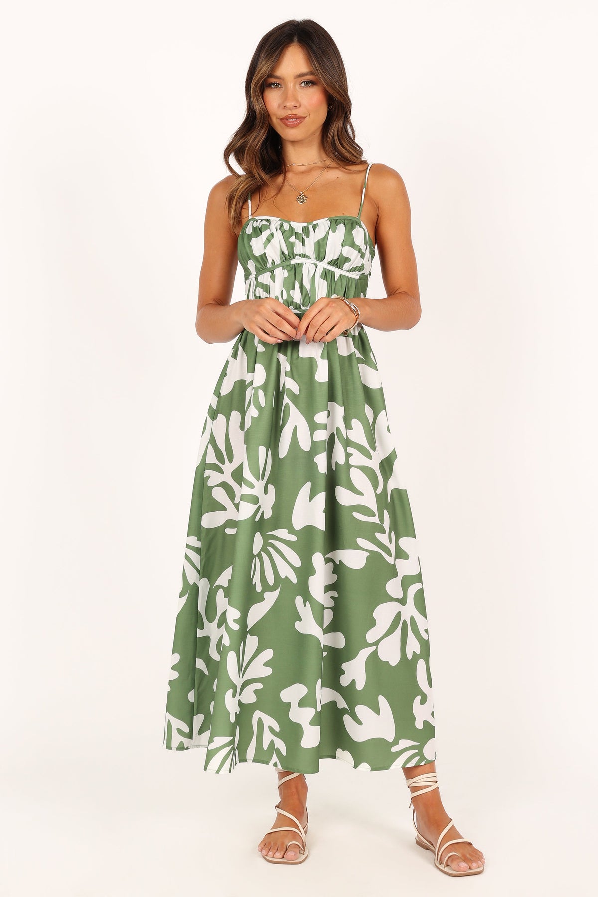 Payton Midi Dress in Khaki – view 1 of 8