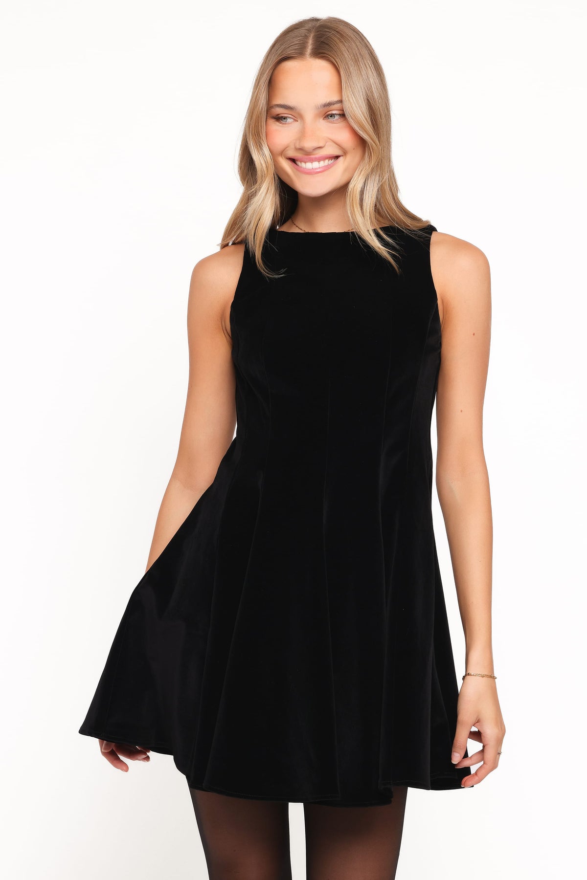 Pearla Mini Dress in Black Velvet – view 1 of 6