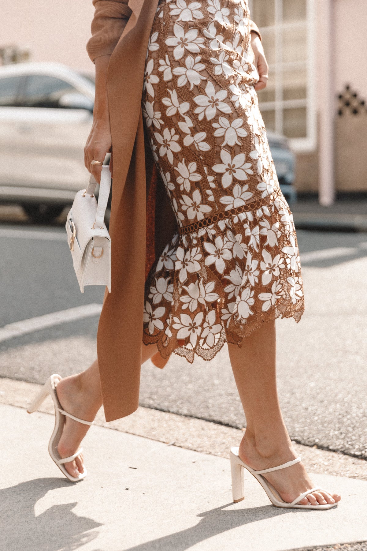 Pierre Long Sleeve Lace Maxi Dress in Mocha – view 3 of 13