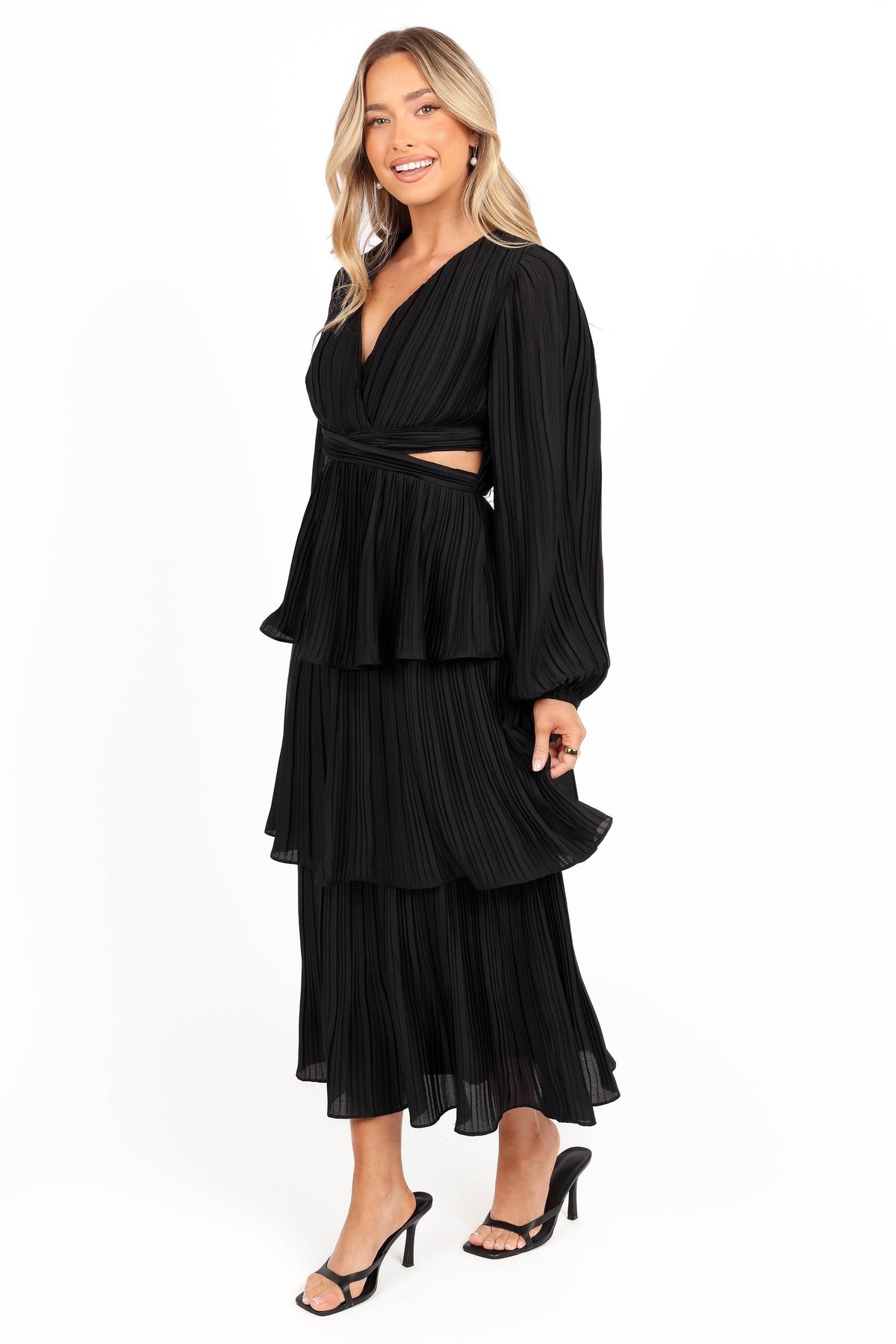 PIppa Long SLeeve Midi Dress in Black – view 5 of 9