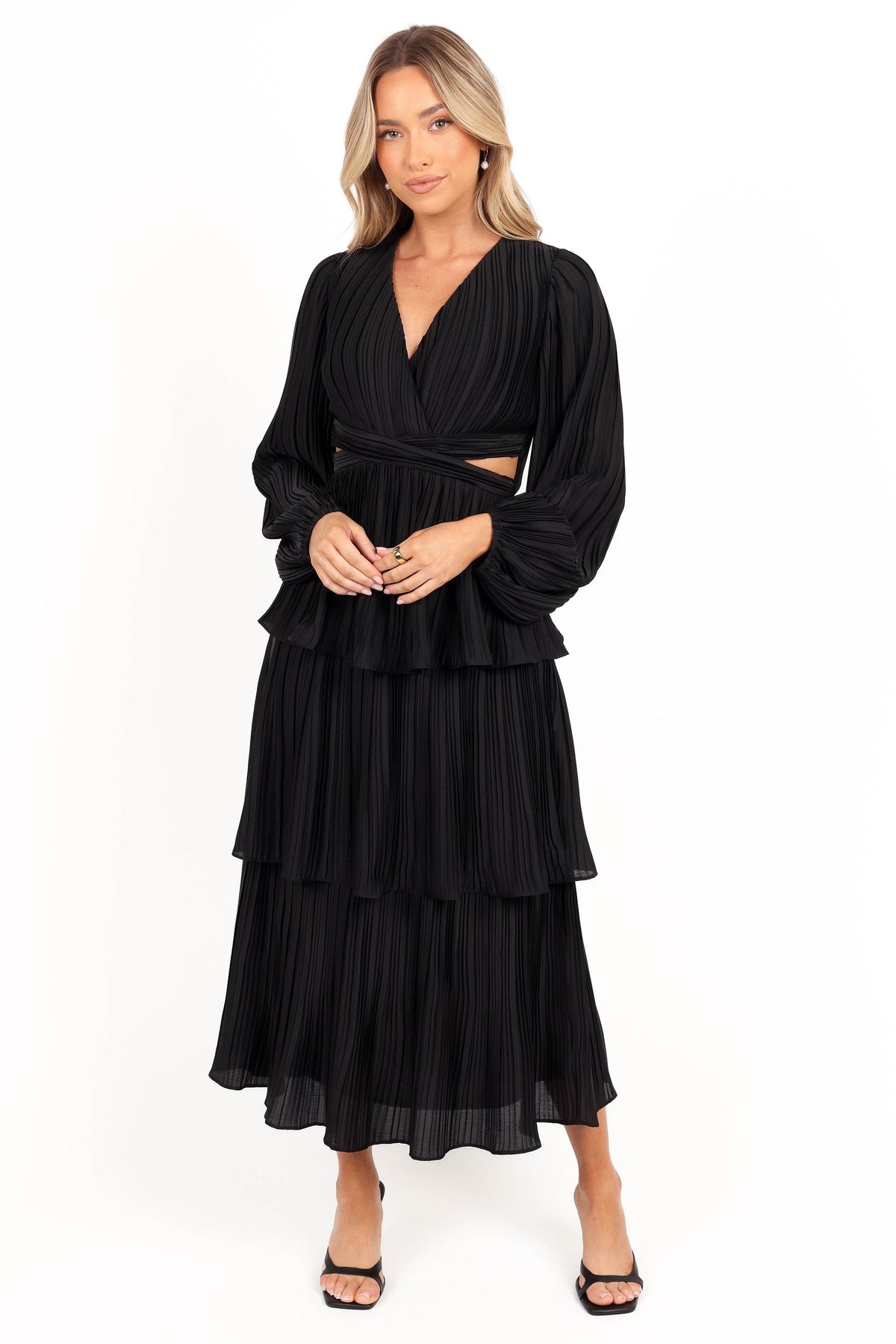 PIppa Long SLeeve Midi Dress in Black – view 8 of 9