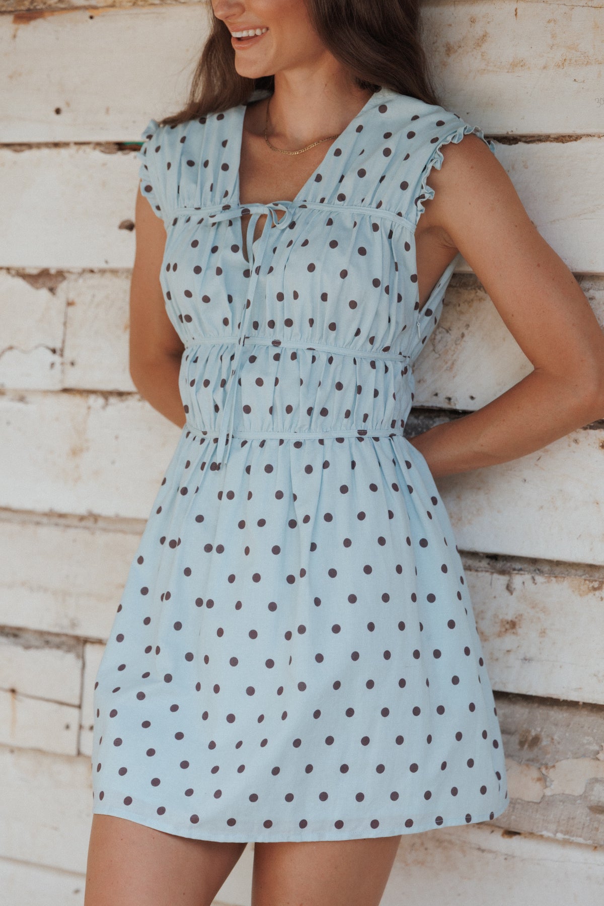 Pipper Mini Dress in Blue Polka Dot – view 1 of 9