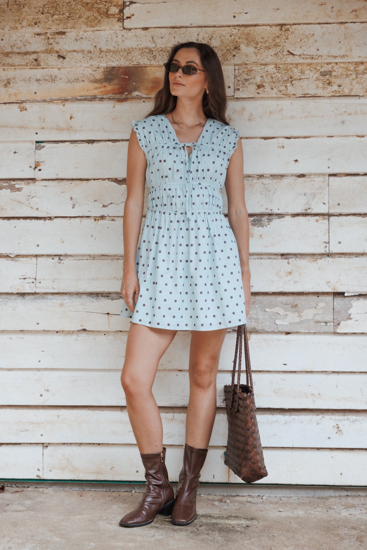 Pipper Mini Dress in Blue Polka Dot – view 9 of 9