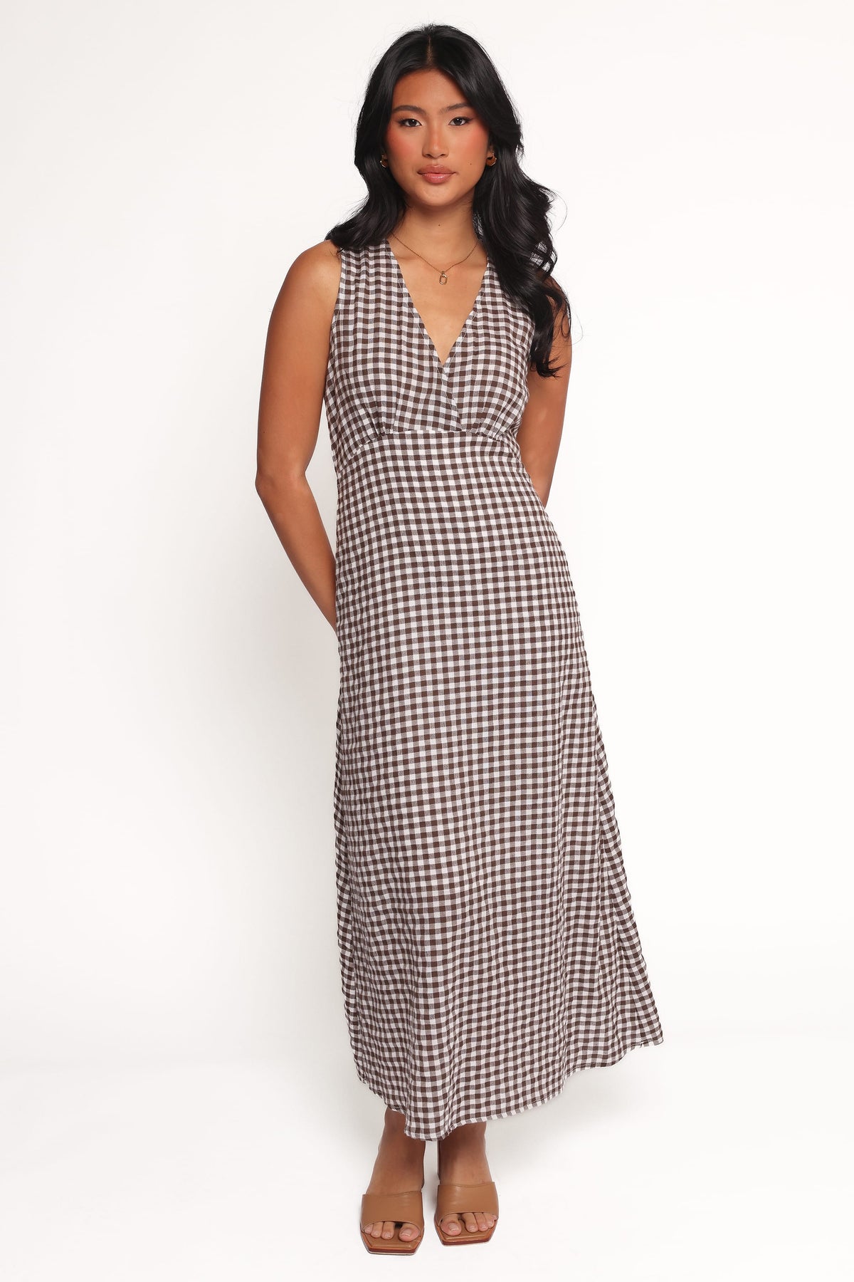 Queenie Midi Dress in Brown Gingham – view 6 of 6