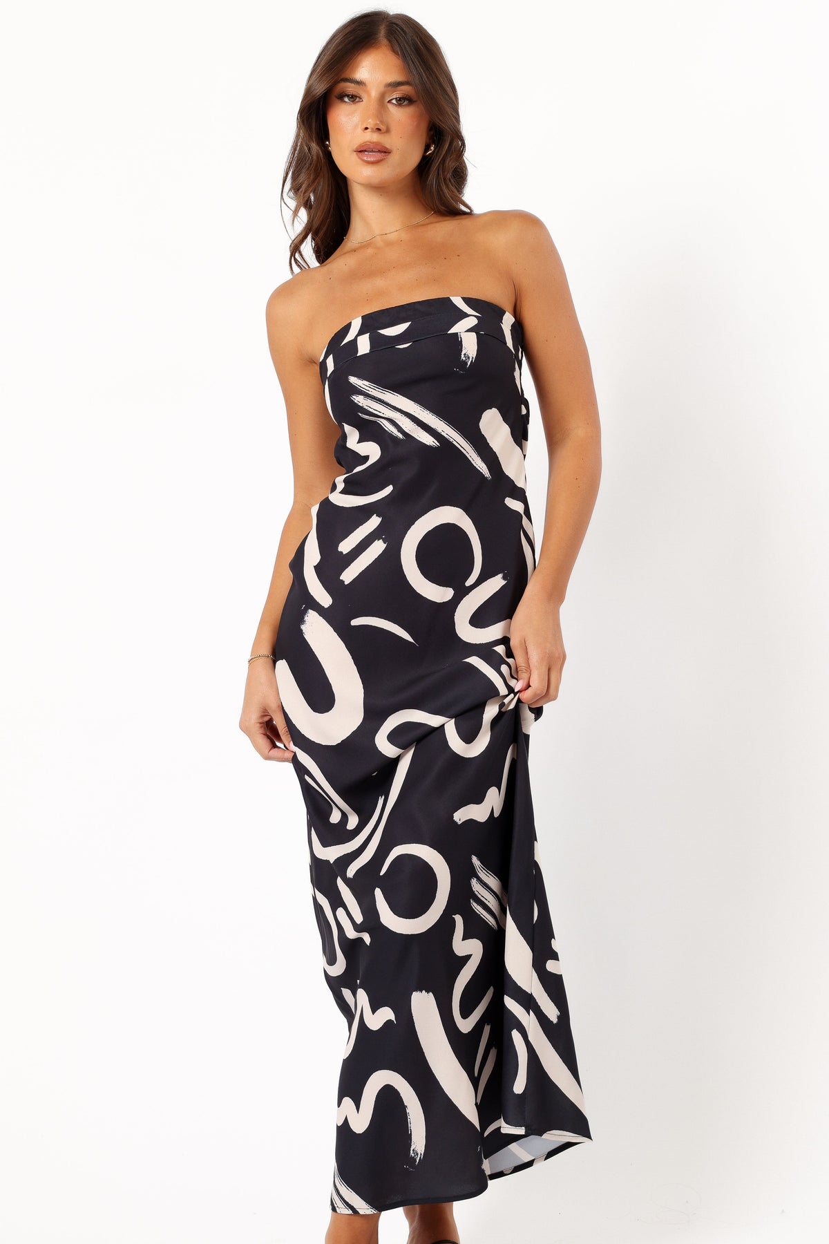 Remmie Strapless Maxi Dress in Black/White – view 1 of 8