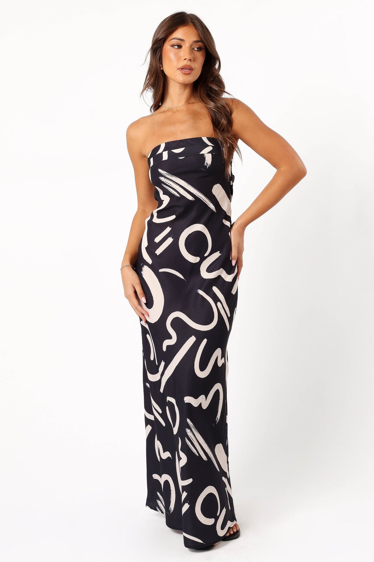 Remmie Strapless Maxi Dress in Black/White – view 2 of 8